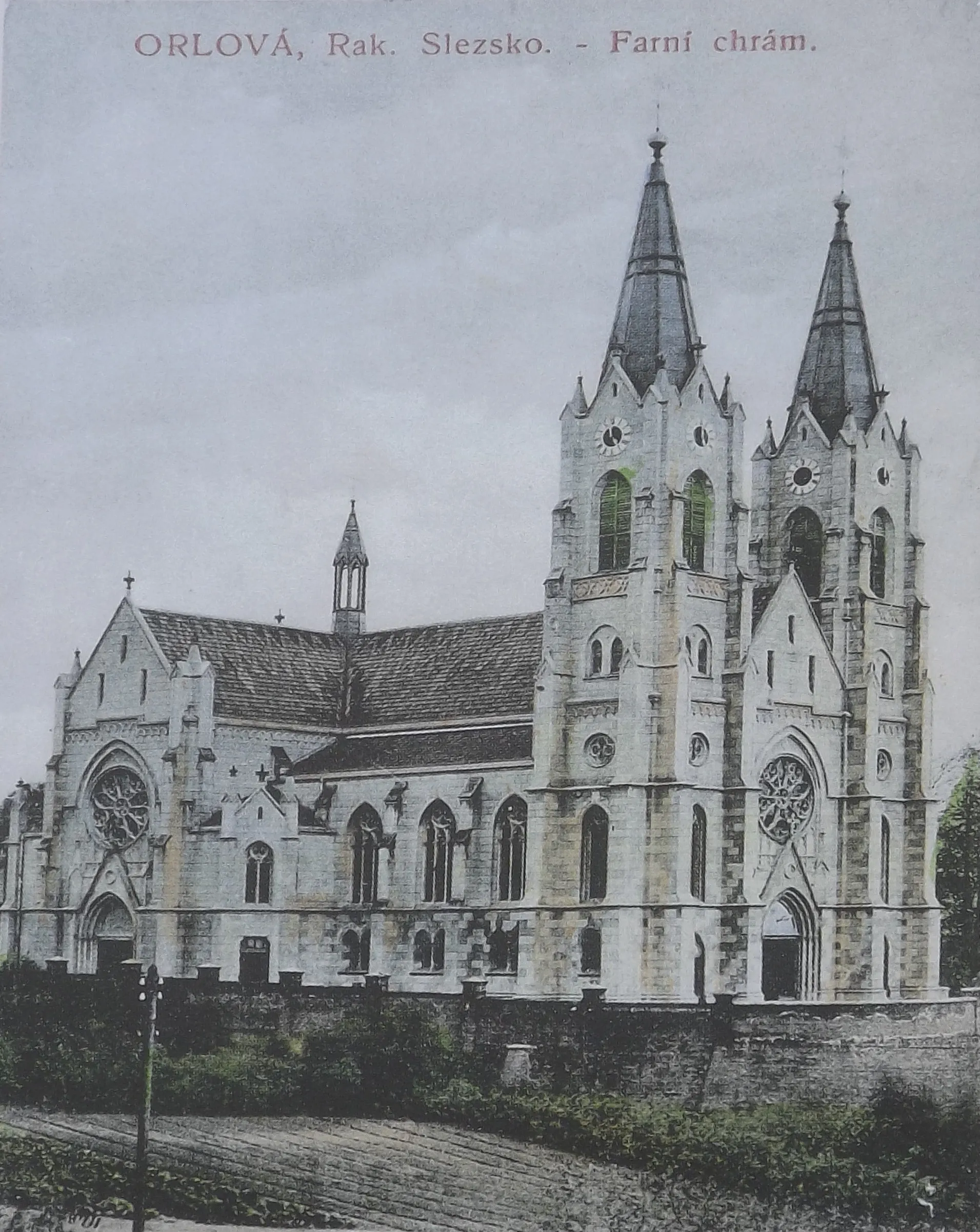 Obraz severní strany kostela z roku 1908