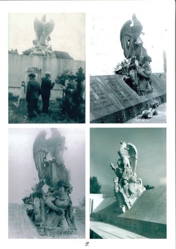 Sousoší slezské orlice s legionáři, které bylo zničeno během zabrání Těšínska Polskem v roce 1938